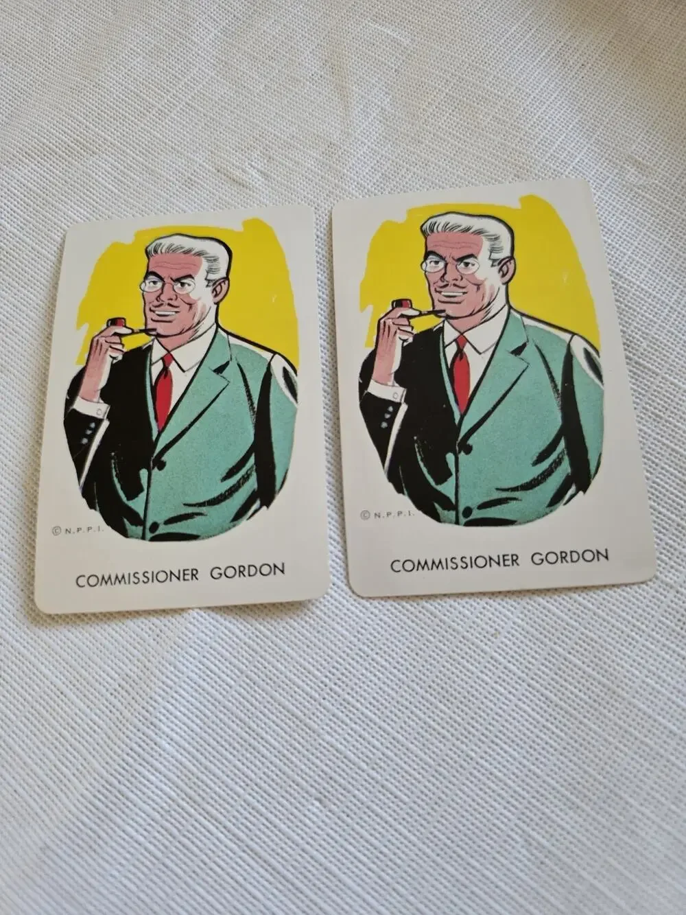 1966 Whitman Batman Commissioner Gordon Cards Lot of 2 Vintage NPPI